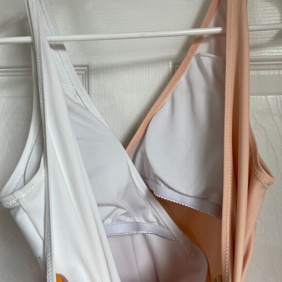 Pink and red colorblock one piece swimsuit - Picture 5 of 8